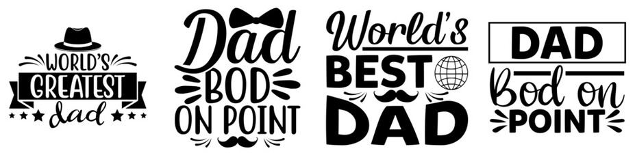Minimal Fathers Day Quotes, Typography Collection Vector Illustration for T-Shirt Design, Gift Card, Flyer