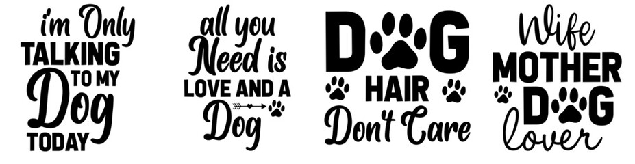 Classic Dog Typography, Labels And Badges Collection Vector Illustration for Logo, Packaging, Sticker