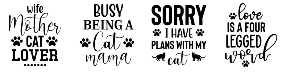 Vibrant Cat Quotes, Calligraphy Pack Vector Illustration for Banner, T-Shirt Design, Holiday Cards