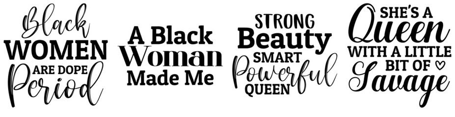 Cute Black Girl Typography, Quotes Bundle Vector Illustration for Mug Design, Brochure, Infographic