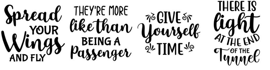 Cute Butterfly Phrases, Typographic Emblems Collection Vector Illustration for Packaging, Label, Bookmark