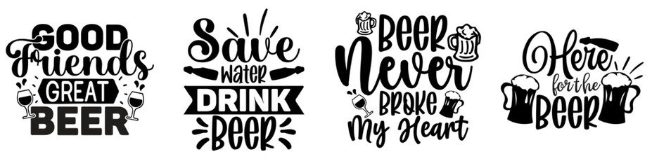 Vibrant Beer Hand Lettering, Calligraphy Set Vector Illustration for Banner, Icon, Vouchers