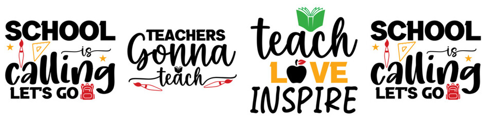 Cute Back To School Phrases, Invitation Pack Vector Illustration for Poster, Postcard, Printing Press