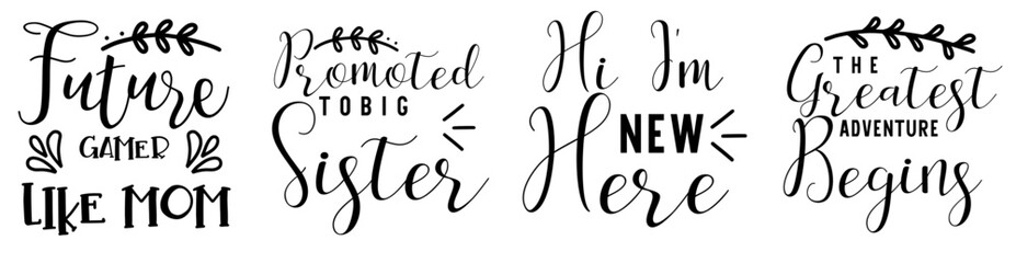 Vibrant Baby Inscriptions, Hand Lettering Bundle Vector Illustration for T-Shirt Design, Icon, Advertising