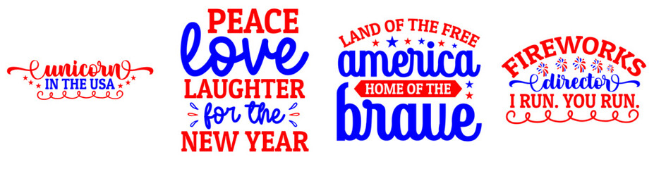 Minimalist 4Th Of July Calligraphic Lettering, Invitation Pack Vector Illustration for Mug Design, Announcement, Newsletter