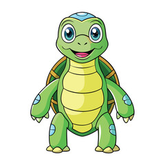 Fototapeta premium Cute Turtle Cartoon Style Vector Illustration on White Background | Adorable Turtle Design for Kids' Art, Clip Art, and Graphics | High-Quality Cartoon Turtle in Vector Format