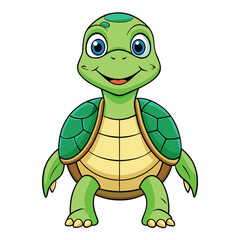 Obraz premium Cute Turtle Cartoon Style Vector Illustration on White Background | Adorable Turtle Design for Kids' Art, Clip Art, and Graphics | High-Quality Cartoon Turtle in Vector Format