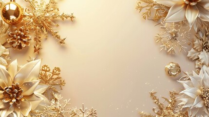 Merry Christmas and New Year. Festive composition. Beautiful Christmas design. Fir branches, shiny golden balls, confetti and baubles. Christmas background.