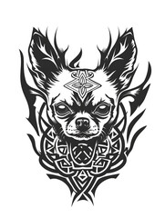 Obraz premium Chihuahua Dog head very simple traditional tattoo flash styles illustration