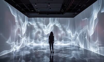Interactive Light Effects, Interactive light effects or projections on a blank white studio with a black background
