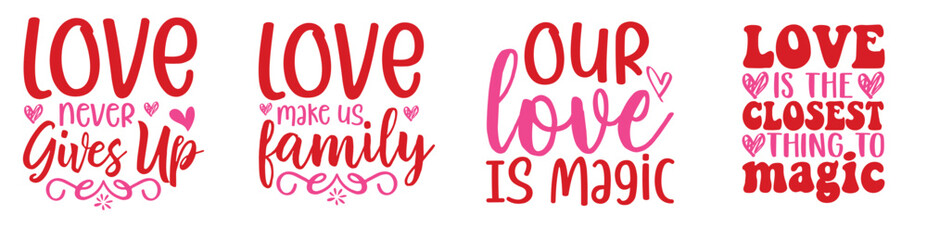 Colourful Valentines Day Wine Inscriptions, Trendy Retro Style Illustration Pack Vector Illustration for Infographic, Flyer, Packaging