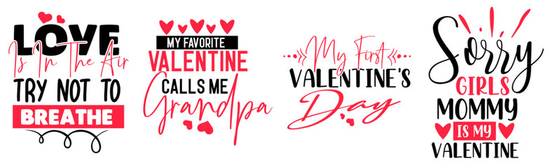 Cute Valentines Day Labels And Badges, Typographic Emblems Pack Vector Illustration for Greeting Card, Logo, Infographic