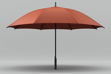 Closed Brown Umbrella on Grey Background