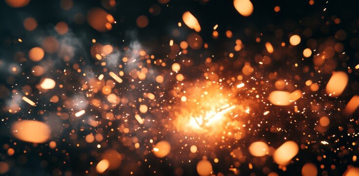 An end-of-year celebration and Christmas concept is shaped by fireworks exploding in the sky in the new year of 2024.