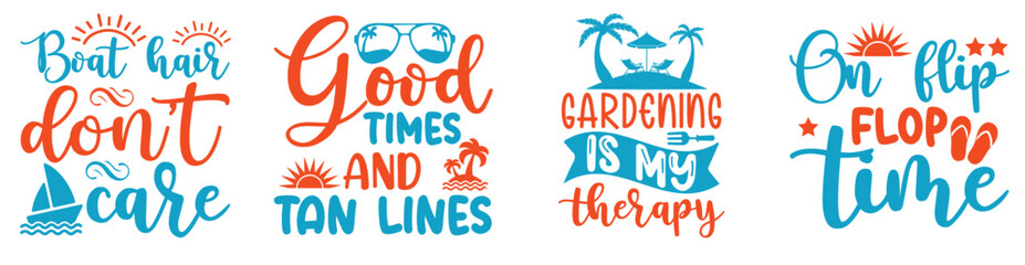 Minimal Summer Calligraphy, Quotes Bundle Vector Illustration for T-Shirt Design, Poster, Postcard
