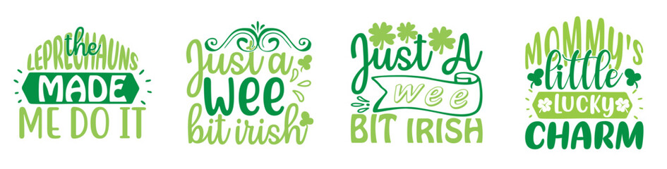 Vibrant St Patricks Day Phrases, Calligraphy Bundle Vector Illustration for Motion Graphics, Social Media Post, Label