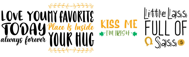 Creative St Patricks Day Hand Lettering, Phrases Set Vector Illustration for Label, Flyer, Newsletter