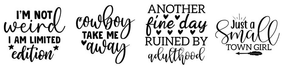 Cute Southern Phrases, Inscriptions Bundle Vector Illustration for Holiday Cards, Infographic, Vouchers