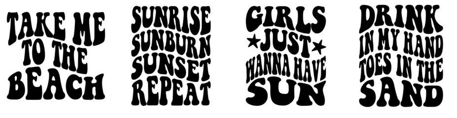 Colourful Retro Summer Labels And Badges, Hand Lettering Set Vector Illustration for Gift Card, Magazine, Social Media Post