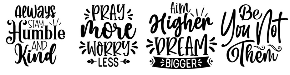 Modern Inspirational Trendy Retro Style Illustration, Hand Lettering Bundle Vector Illustration for Advertisement, Wrapping Paper, Banner