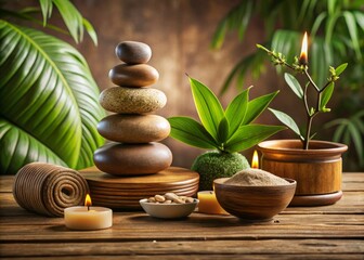 Obraz premium Holistic Wellness Routines Balance Harmony Concept Earthy Tones