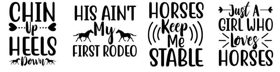 Elegant Horse Typography, Calligraphy Collection Vector Illustration for Postcard, Presentation, Gift Card