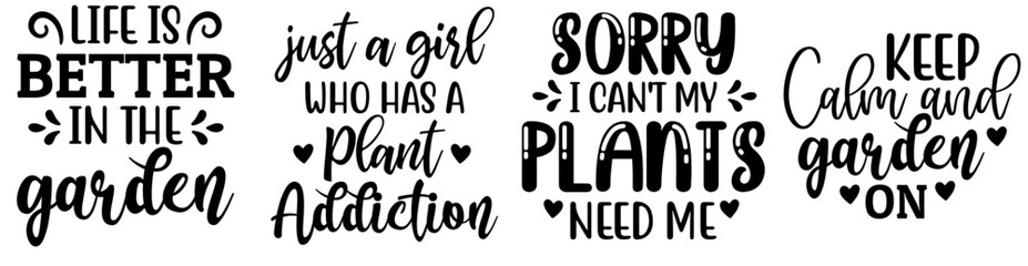 Minimal Garden Typographic Emblems, Quotes Bundle Vector Illustration for Poster, Motion Graphics, Bookmark