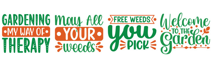 Fototapeta premium Simple Garden Phrases, Typography Collection Vector Illustration for Banner, T-Shirt Design, Vouchers