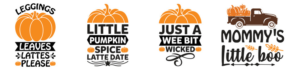 Creative Fall Invitation, Trendy Retro Style Illustration Bundle Vector Illustration for Icon, Holiday Cards, Greeting Card