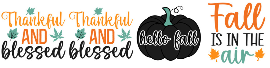 Colourful Fall Calligraphic Lettering, Hand Lettering Pack Vector Illustration for Bookmark, Brochure, Packaging