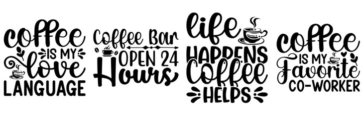 Modern Coffee Calligraphic Lettering, Labels And Badges Bundle Vector Illustration for Social Media Post, Flyer, Advertisement