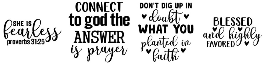 Cute Christian Calligraphy, Typography Bundle Vector Illustration for Stationery, Printing Press, Decal