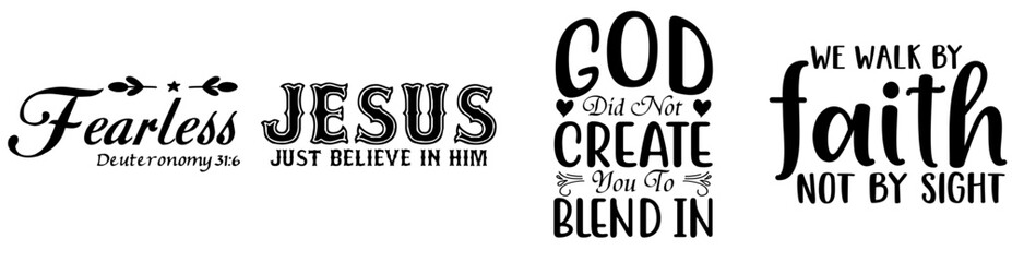 Minimalist Christian Quotes, Trendy Retro Style Illustration Bundle Vector Illustration for Book Cover, T-Shirt Design, Holiday Cards