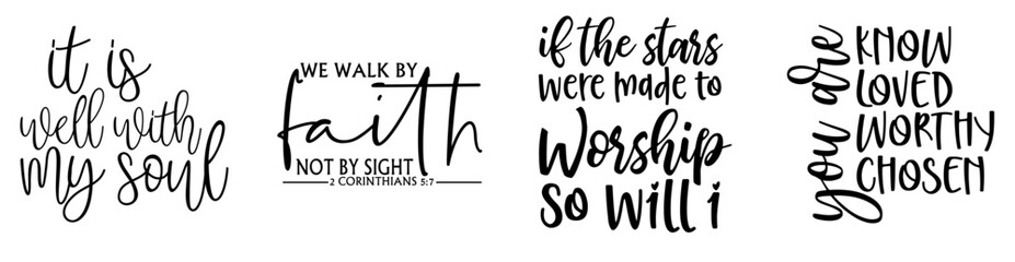Modern Christian Invitation, Calligraphic Lettering Collection Vector Illustration for Decal, Postcard, Book Cover