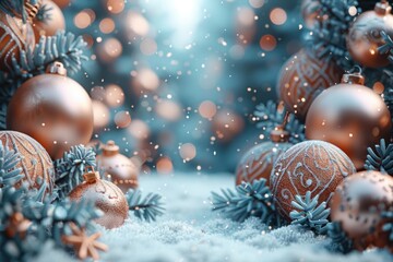 Holiday New Year's Background with Empty Middle Area and Festive Surrounding Decorations