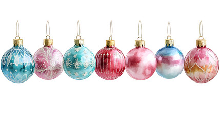 A collection of colorful Christmas ornaments with delicate, hand-painted designs and glitter accents, perfect for adding a vibrant and artistic touch to holiday decor.