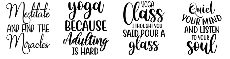 Simple Yoga Calligraphic Lettering, Calligraphy Set Vector Illustration for Icon, Decal, Stationery