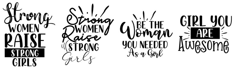 Classic Womens Day Typography, Phrases Set Vector Illustration for Wrapping Paper, Printable, Poster