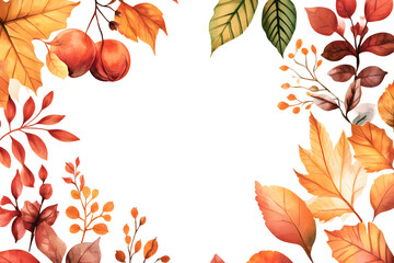 Obraz premium Watercolor Autumn floral frame isolated on white background