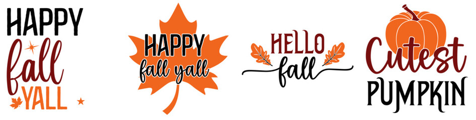 Classic Thanksgiving Phrases, Invitation Collection Vector Illustration for Icon, Advertising, Vouchers