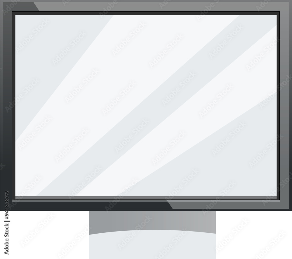 Poster computer monitor is displaying a blank screen, providing a clean and empty digital workspace