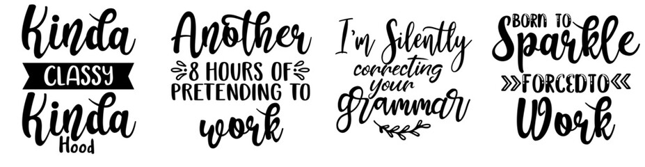 Colourful Sarcastic Calligraphic Lettering, Labels And Badges Bundle Vector Illustration for Printable, Label, Brochure