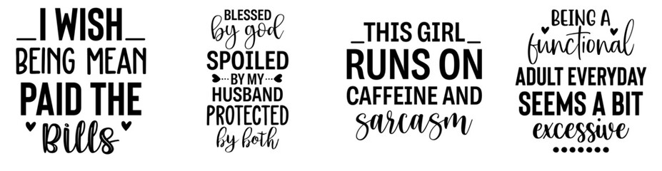 Minimal Sarcastic Quotes, Calligraphic Lettering Bundle Vector Illustration for T-Shirt Design, Newsletter, Vouchers