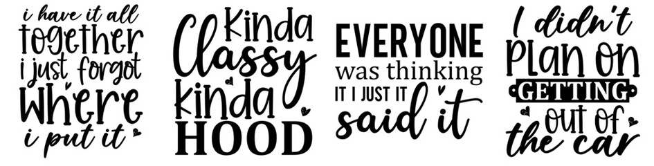 Decorative Sarcastic Calligraphic Lettering, Phrases Set Vector Illustration for Newsletter, Banner, Magazine