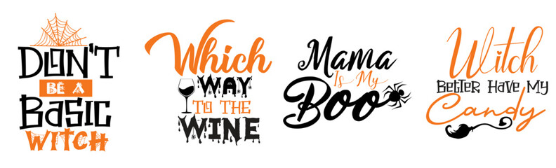Minimal Halloween Typography, Hand Lettering Pack Vector Illustration for Newsletter, Social Media Post, Announcement