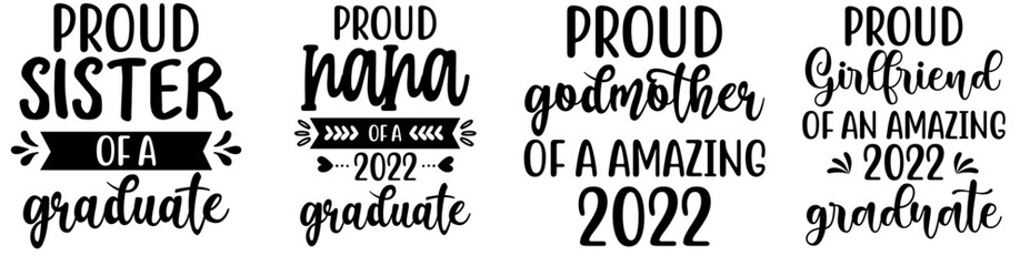 Colourful Graduation Calligraphy, Quotes Set Vector Illustration for Social Media Post, Greeting Card, Flyer