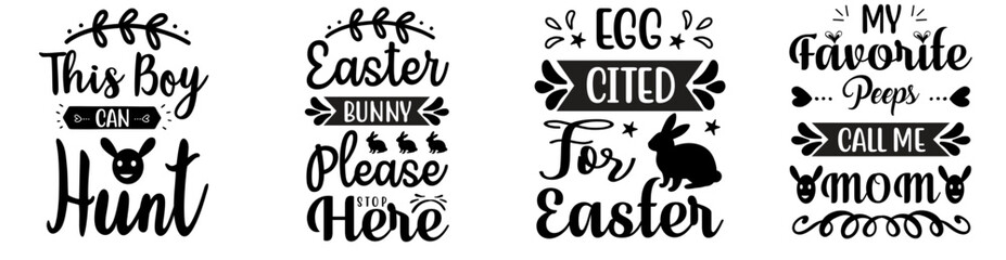 Vibrant Easter Trendy Retro Style Illustration, Hand Lettering Pack Vector Illustration for Vouchers, Gift Card, Printing Press