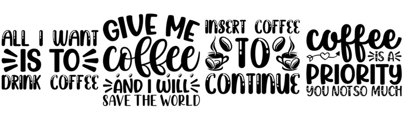 Minimalist Coffee Typography, Hand Lettering Set Vector Illustration for Label, Social Media Post, Logo