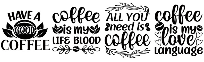 Colourful Coffee Phrases, Trendy Retro Style Illustration Pack Vector Illustration for Advertising, Flyer, Printing Press