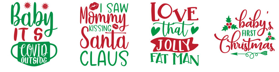 Elegant Christmas Typographic Emblems, Quotes Pack Vector Illustration for Logo, Newsletter, Holiday Cards